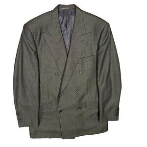 Corneliani Double Breasted Blazer Wool Sport Coat Italy Birdseye Brown 40 L